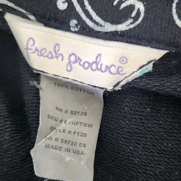 Fresh Produce Black White Print Button Front Cotton Beach Top Shirt Size 2X - Picture 7 of 7